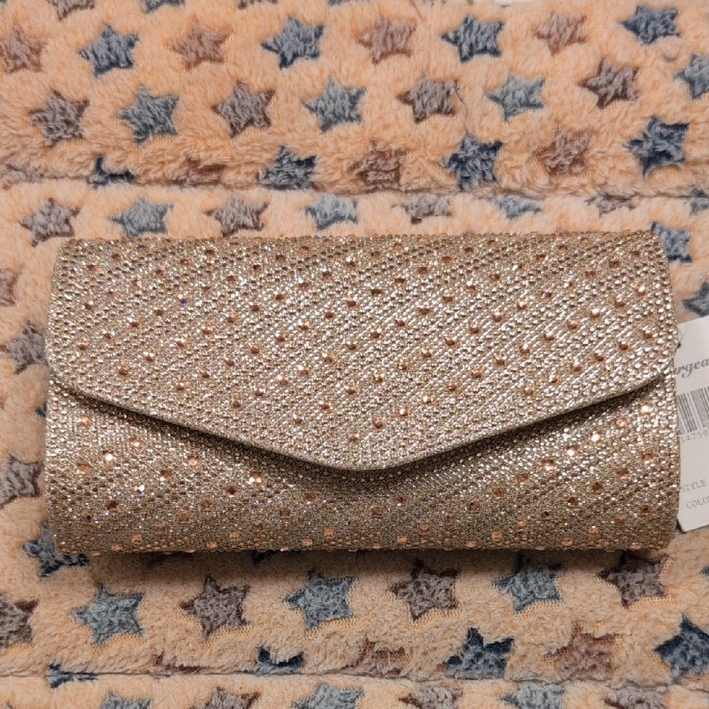 Elegant Gold Beaded Clutch